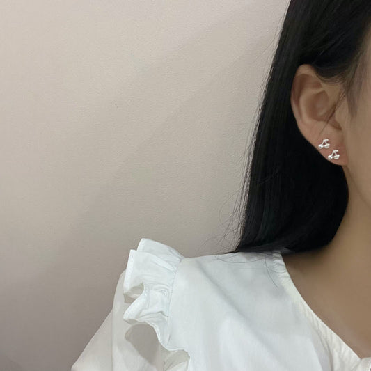 Refined Simple Small Cherry Flowers Geometric Earrings