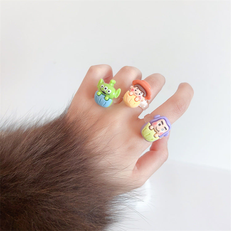 Cartoon Funny Design Hu Di Three-eyed Rings