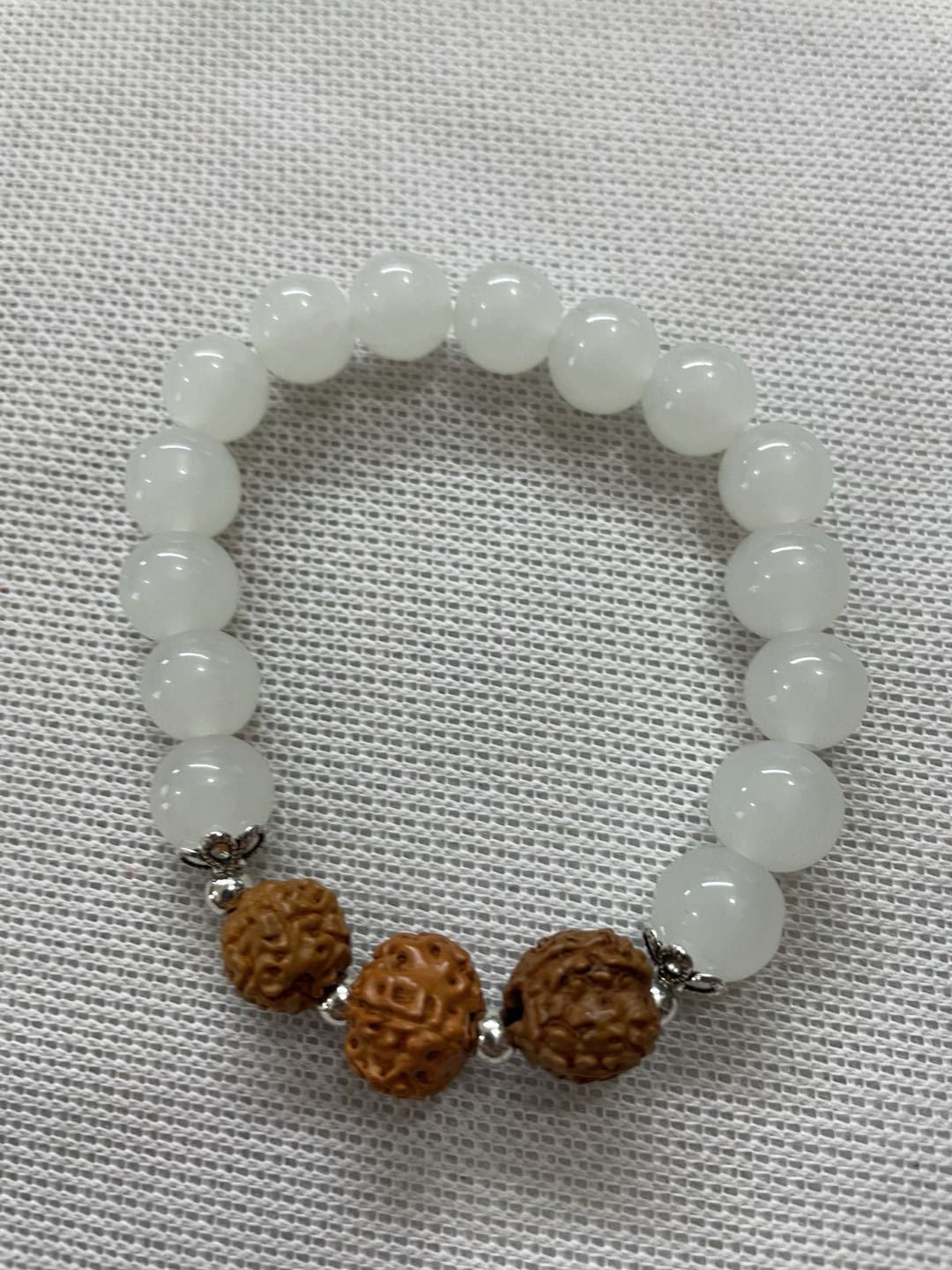 Women's Imitation Jade White Marble Agate Fashion Simple Crystal Stall Bracelet