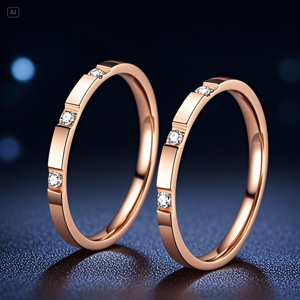 Steel Female Simple Design Niche High-grade Electroplated Rings