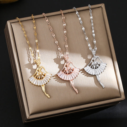 Inlaid Zircon Ballet Female Elegant High-grade Necklace