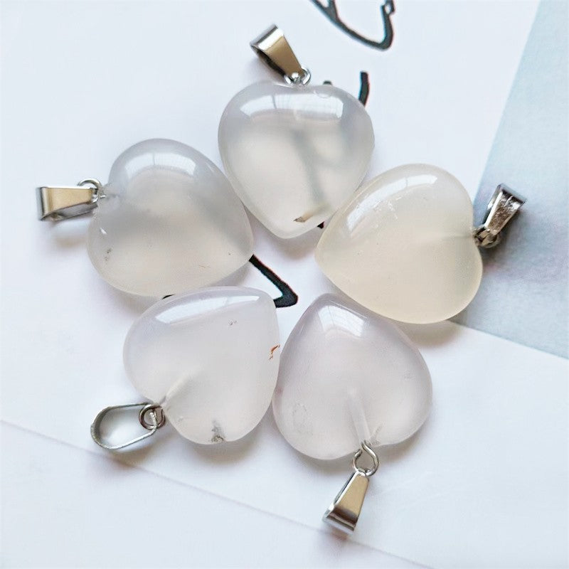 Stone Love Crystal Agate Heart Peach Pendants