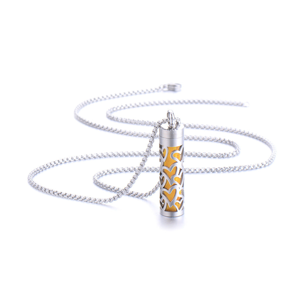 Perfume Bottle Essential Oil Stainless Steel Cylinder Corrugated Couple Pendants