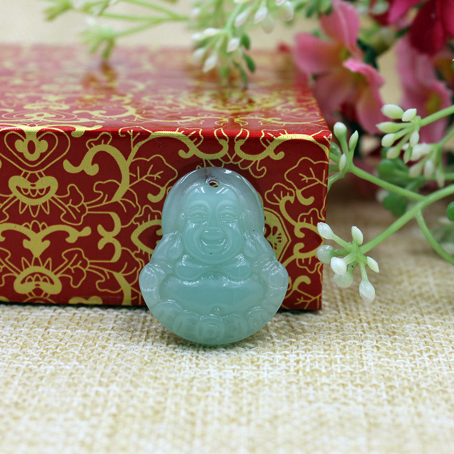 Jade Glass White Peace Stall Temple Pendants