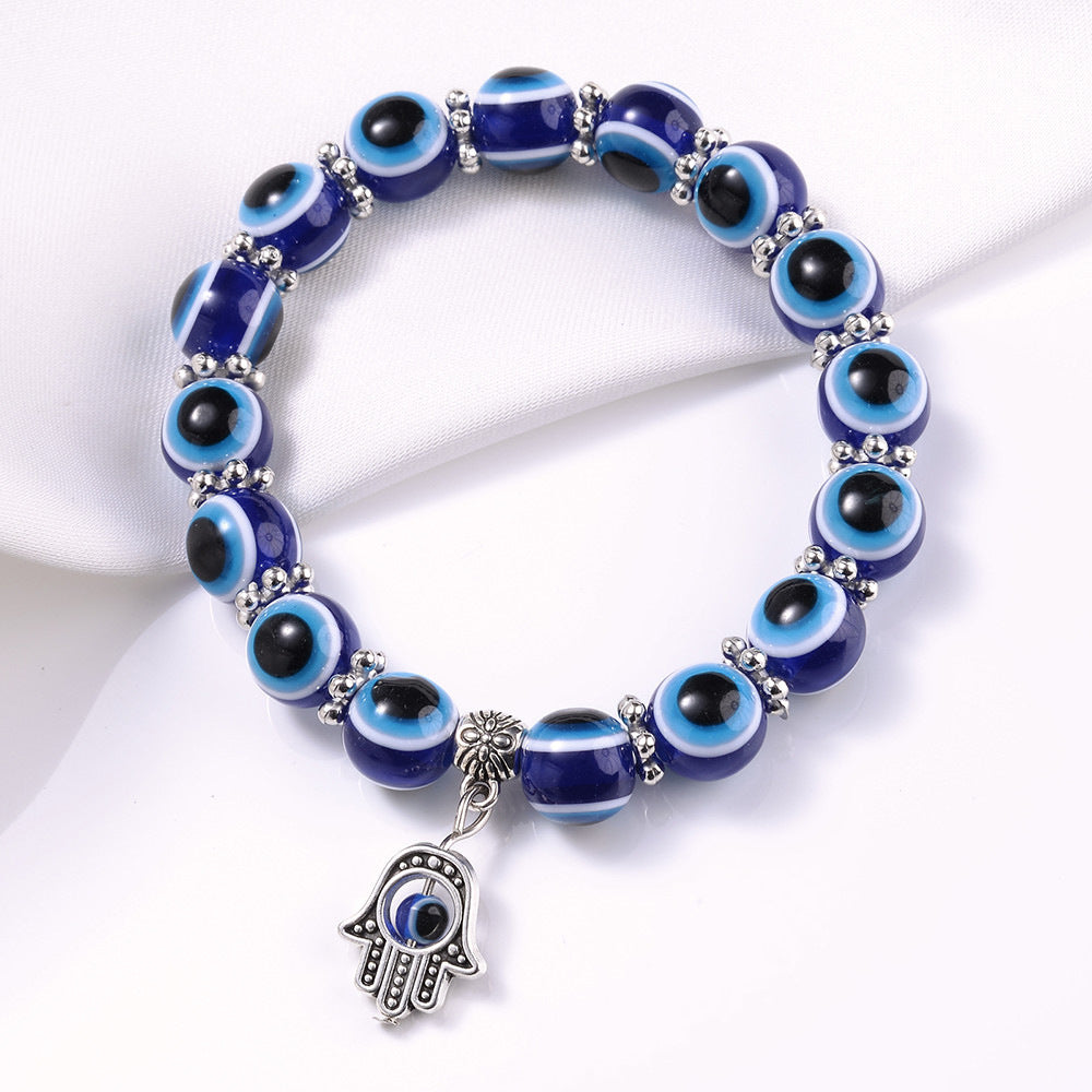 Blue Volcanic Rock Bead Devil Eye Fatima Bracelets