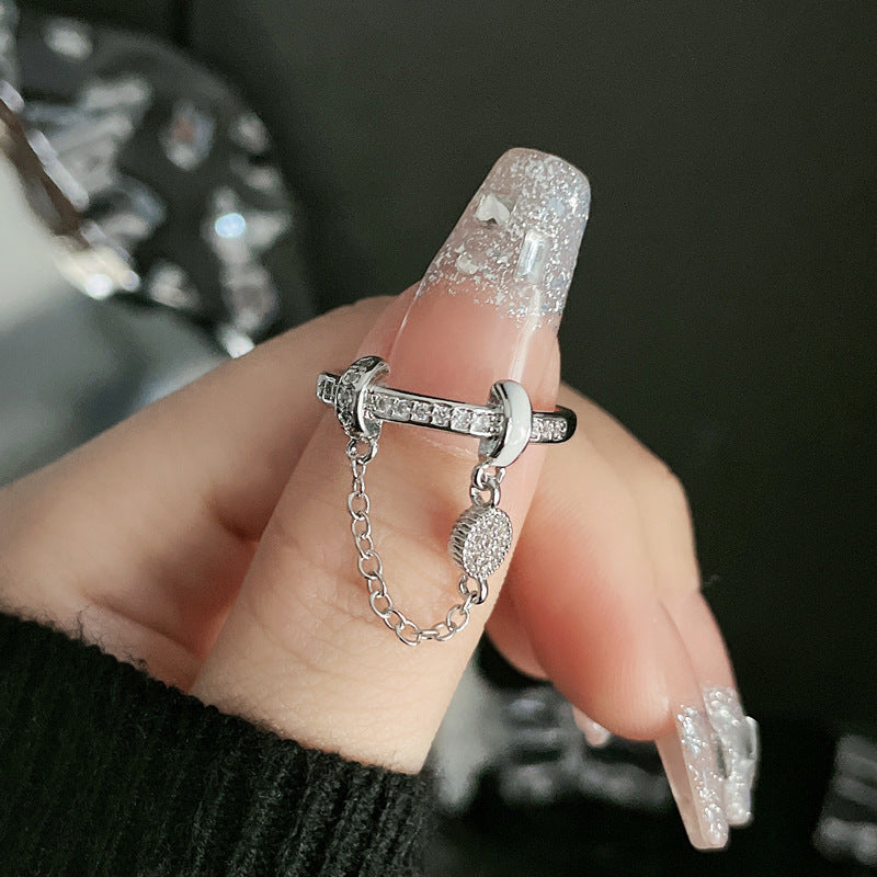 Women's Unique High-grade White Drip Glazed Chain Rings