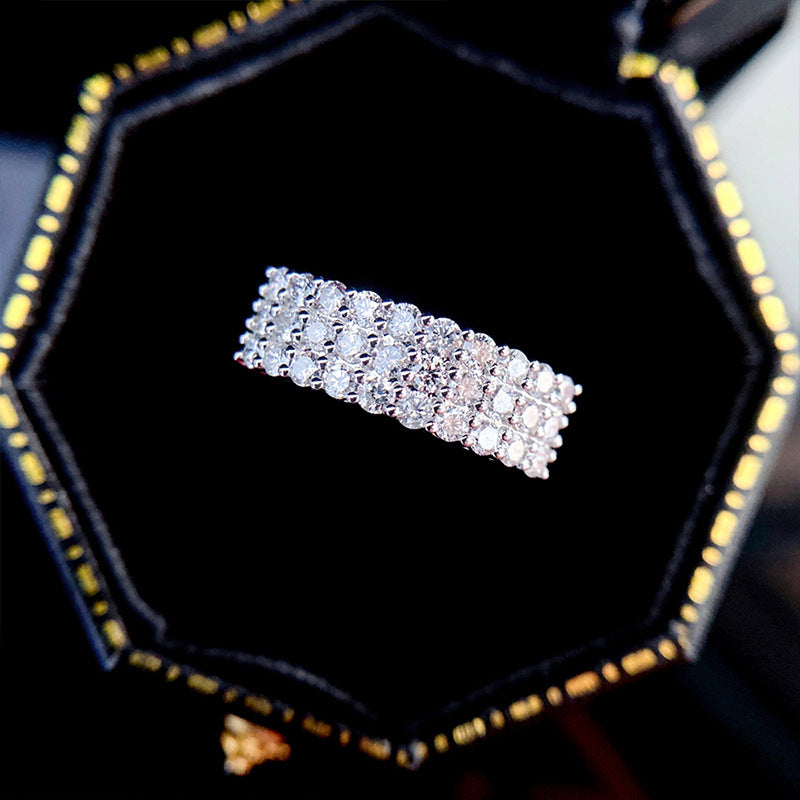 Shi Round Zircon Combination Arrangement Affordable Luxury Style Fine Elegant Rings
