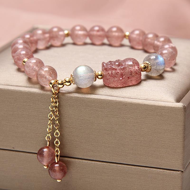 Freshwater Pearl Female Strawberry Quartz Fishtail Bracelets