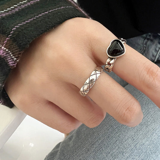 Love Mesh Female Personalized Minority Design Sense Geometric Open Index Ring