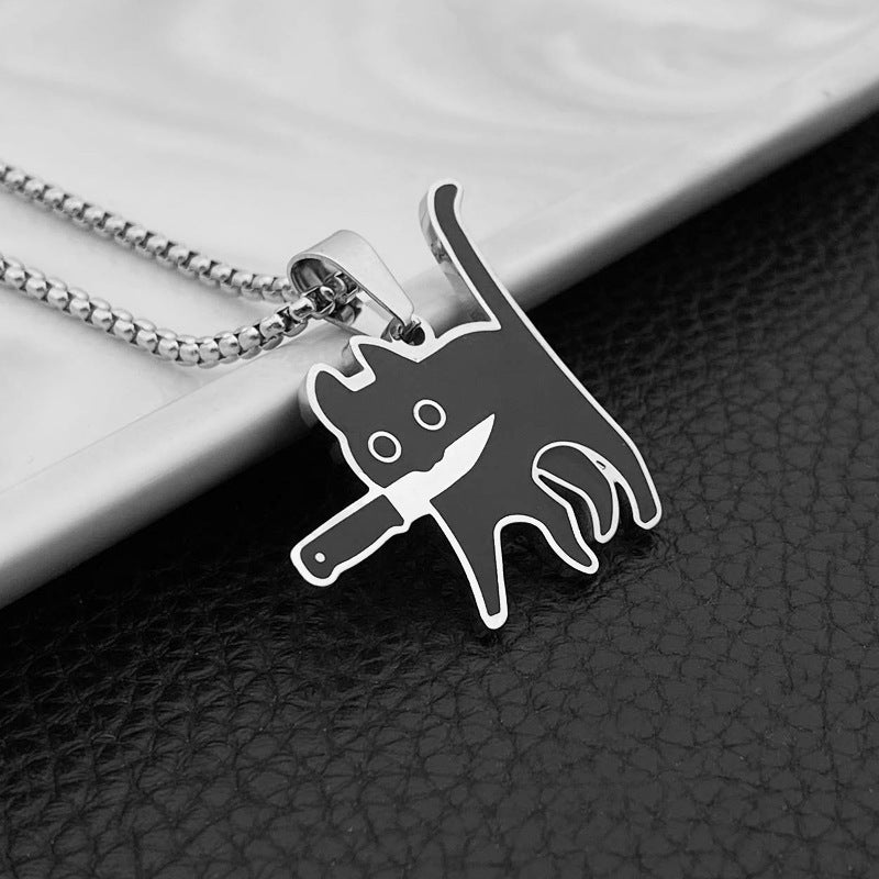 Knife Cat Cute Style Female Trendy Necklaces