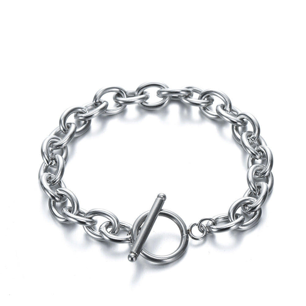 Men's Fashion O-shaped Titanium Steel Unique No Color Bracelets