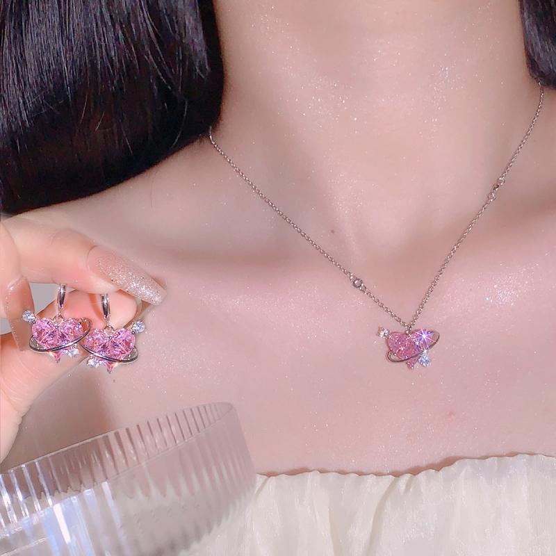 Pink Zircon Love Affordable Luxury Fashion Earrings