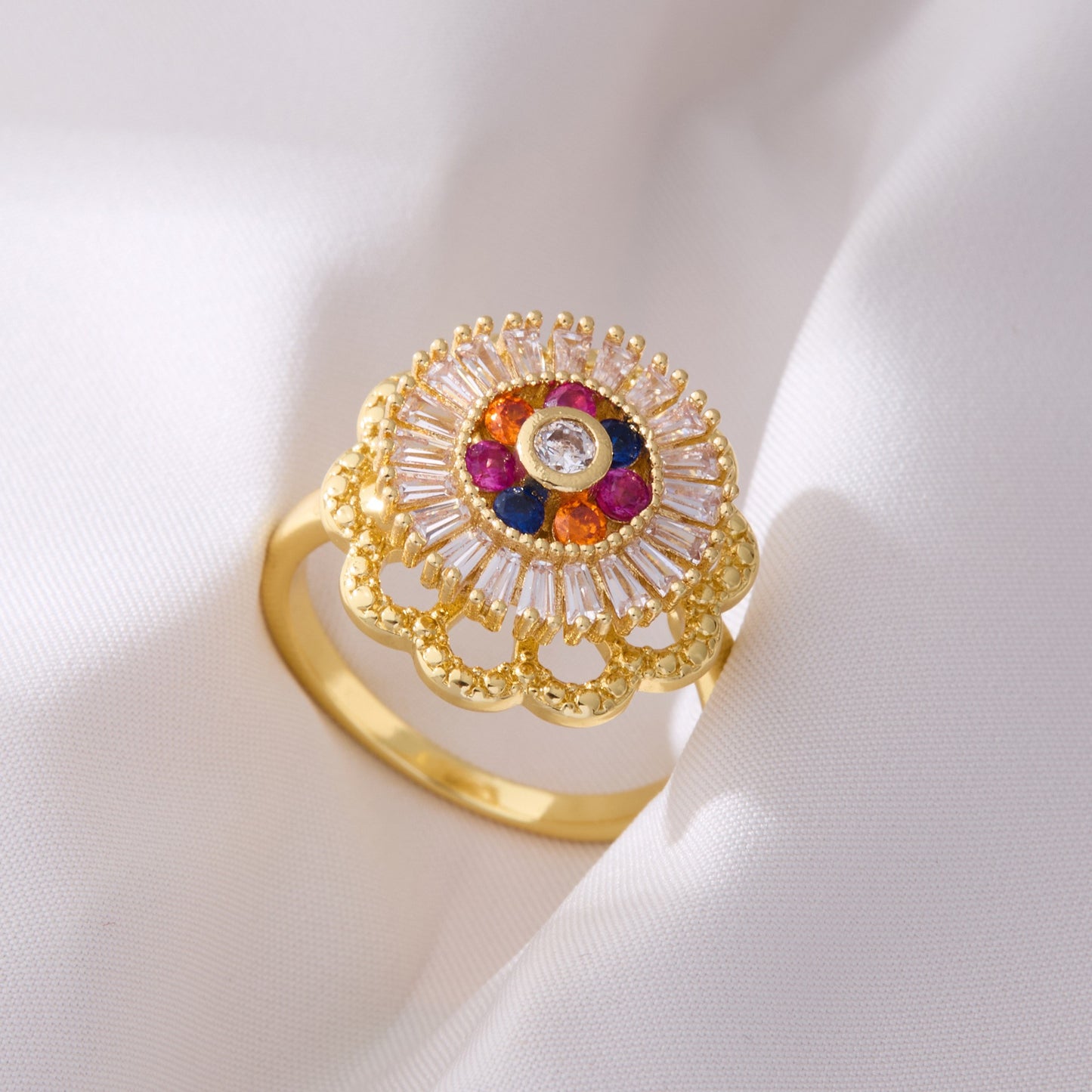 Valentine's Day Gift Flower Zircon Rotatable Ring