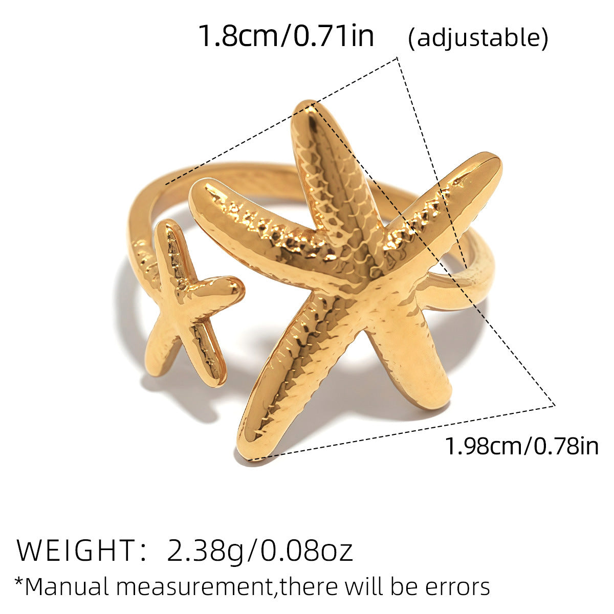 High-grade Light Luxury Packaging Female Design Starfish Shell Ring