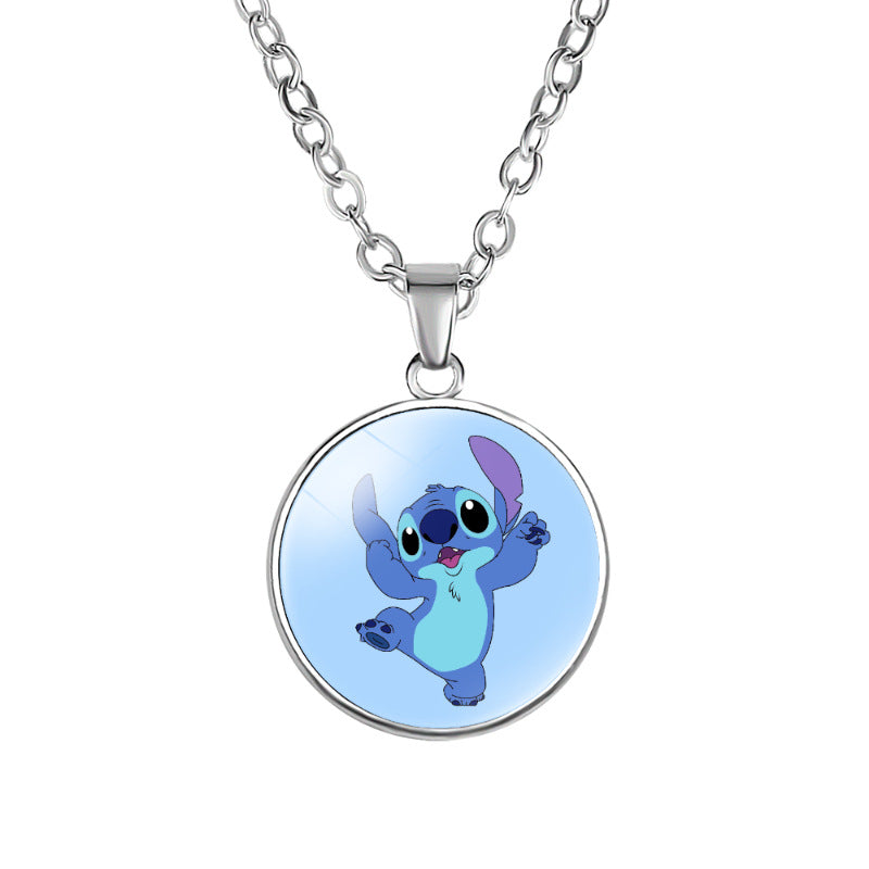 Children's Star Stitch Cartoon Pattern Time Stone Necklaces