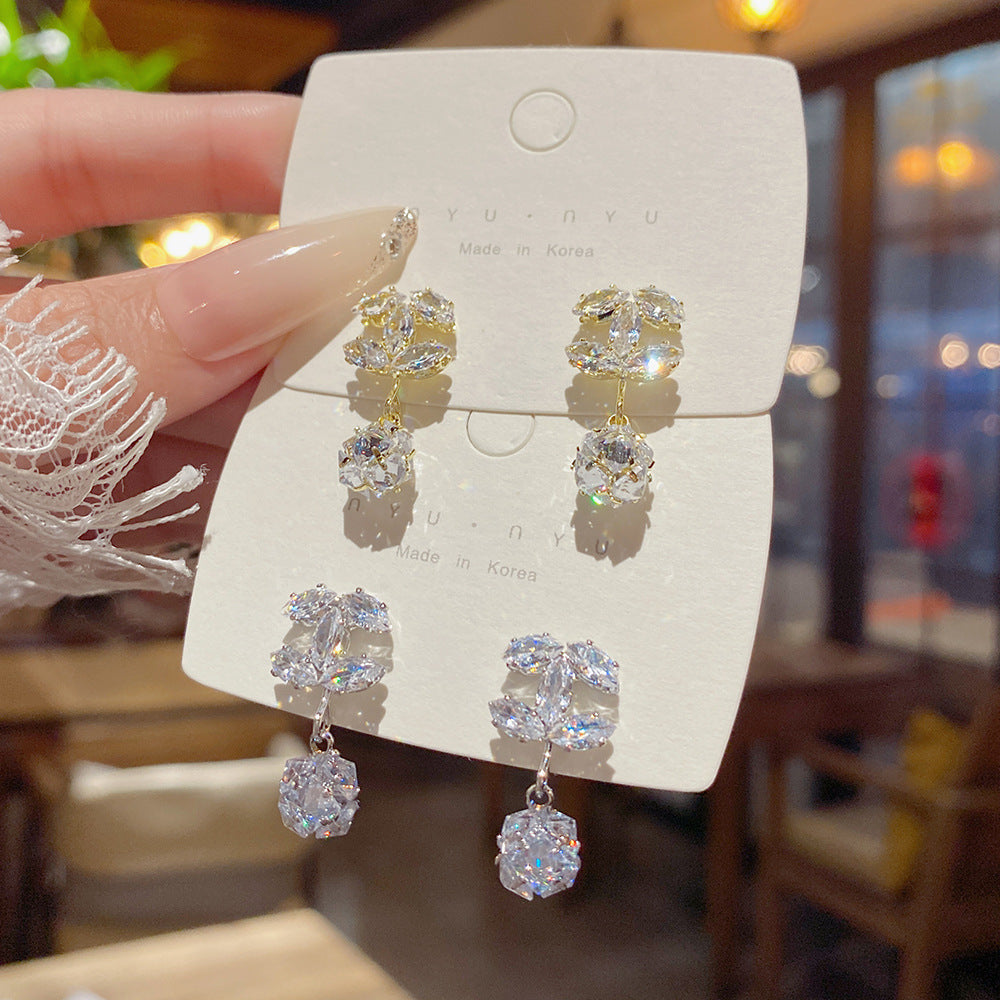 Women's Needle Zircon Double Alphabet Letter Light Luxury High-grade Classic Style Stud Earrings