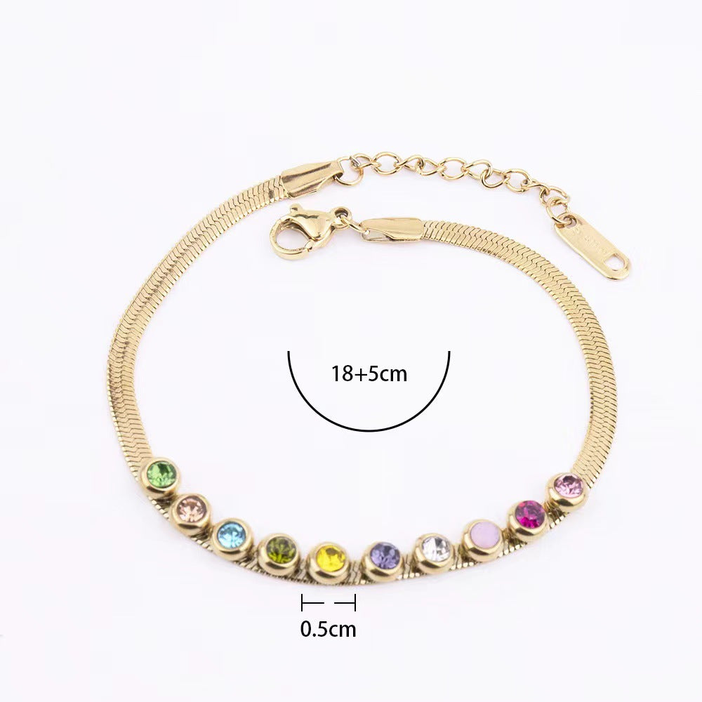 Stainless Steel Blade Chain Color Diamond High-grade Beaded Style Environmental Bracelets