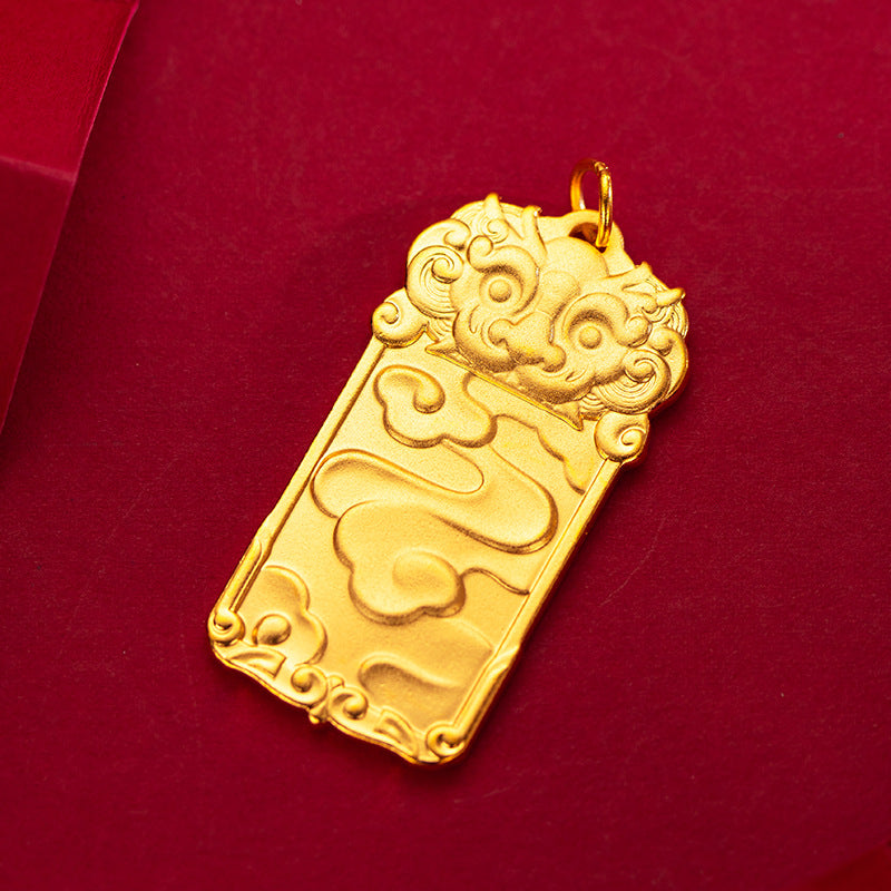 Women's & Men's Alluvial Gold Ping An Lucky Chinese Spring Pendants