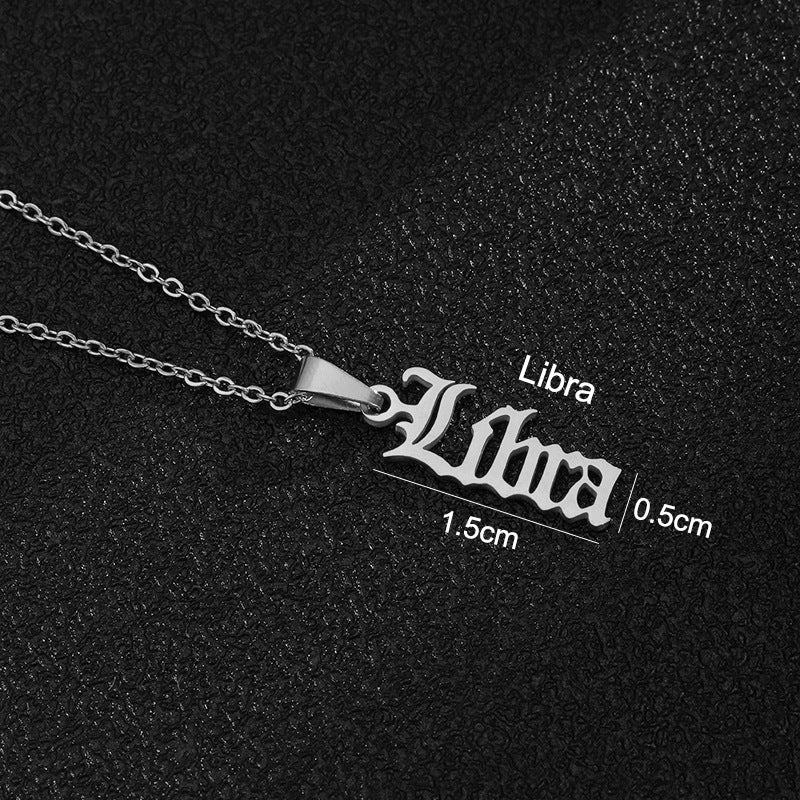 Women's & Men's Constellations Stainless Steel English Letters Titanium Clavicle Pendants