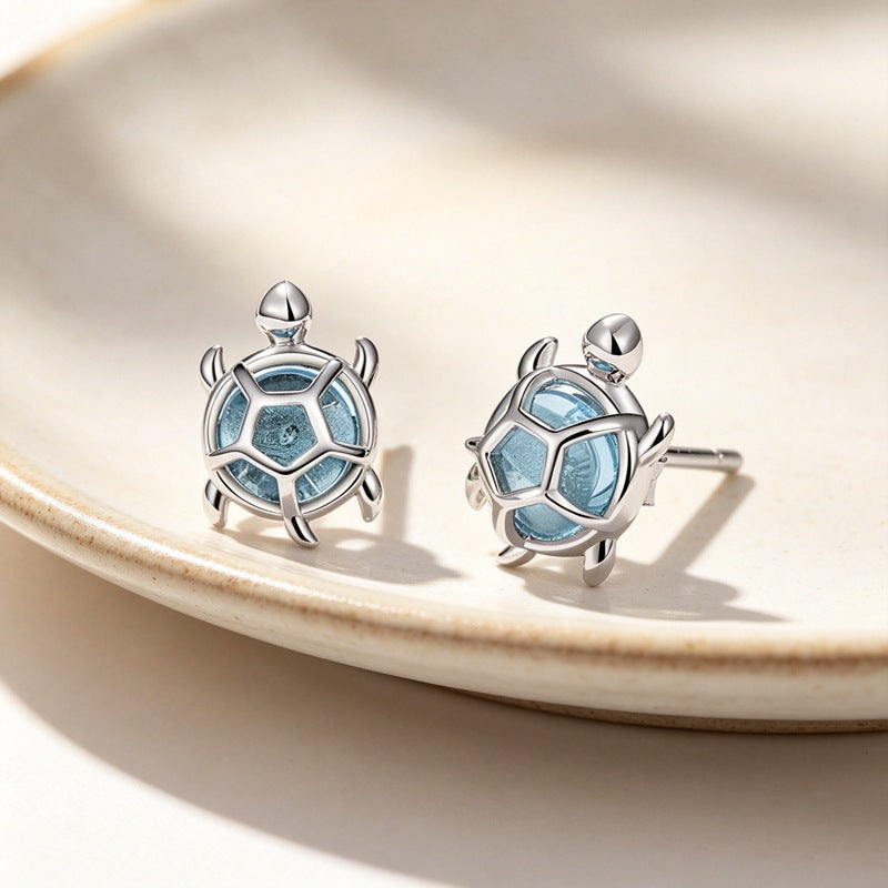 Women's Ocean Style Cute Turtle Small Delicate Stud Earrings