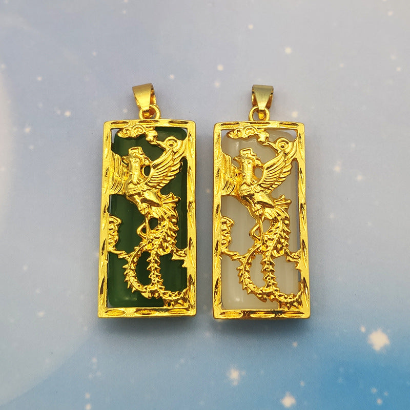 Women's & Men's Alluvial Gold Avalokitesvara Buddha Emerald Plated Pendants