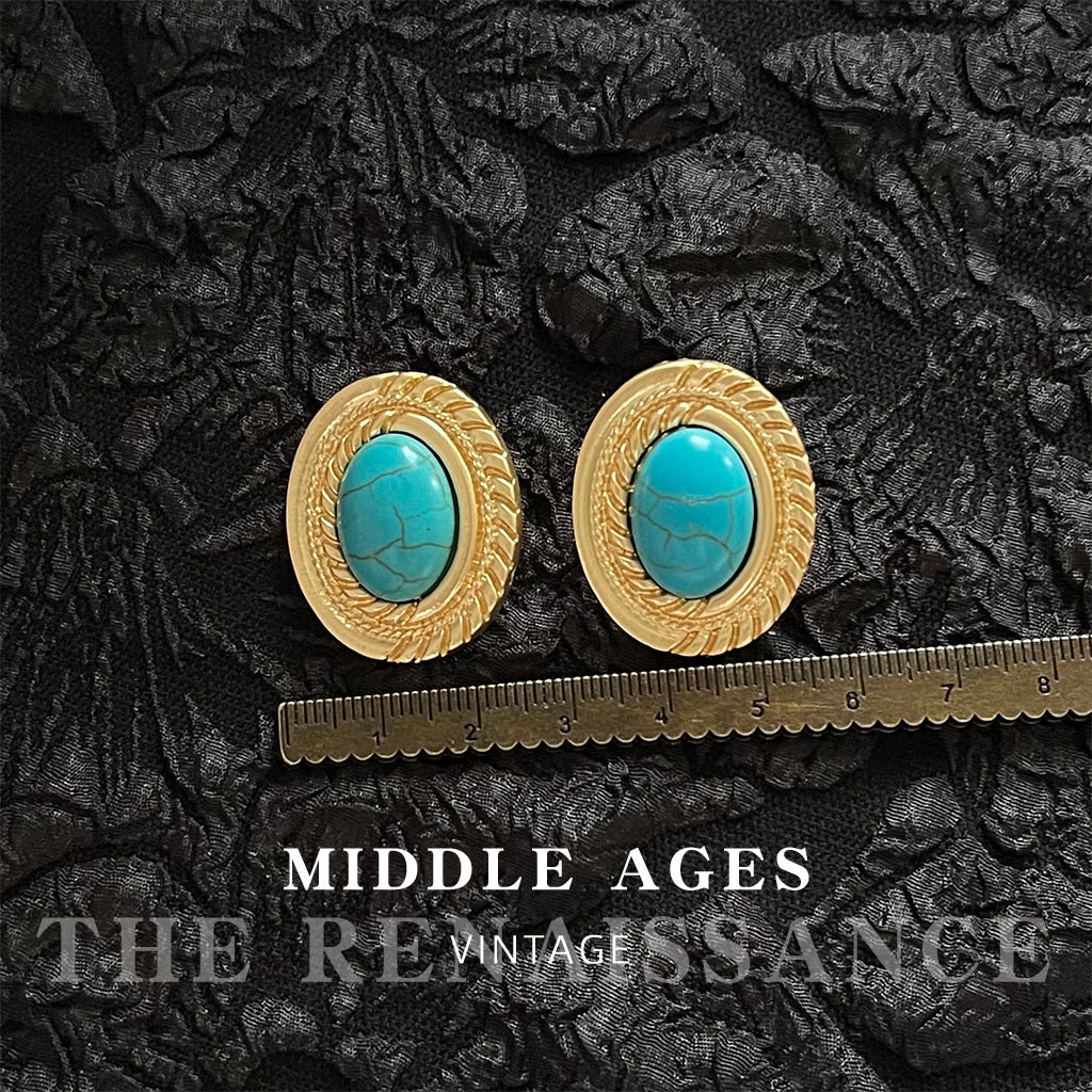 Turquoise Ancient Gold Collection Retro High-grade Earrings