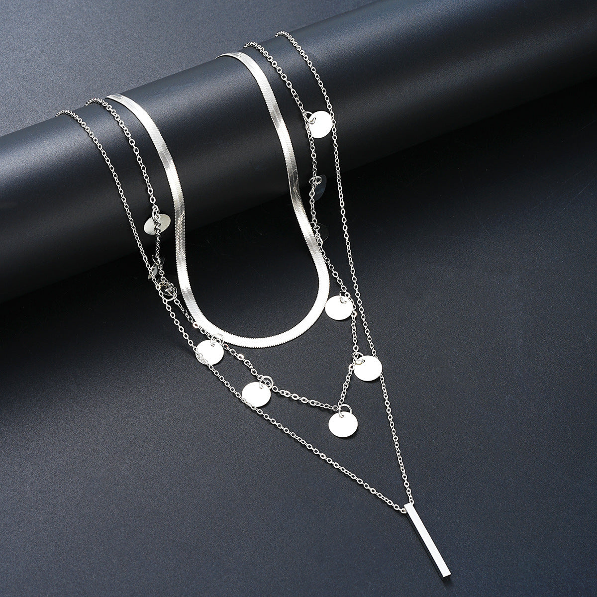 Fashion Tassel Multilayer Collarbone Round Pieces Necklace