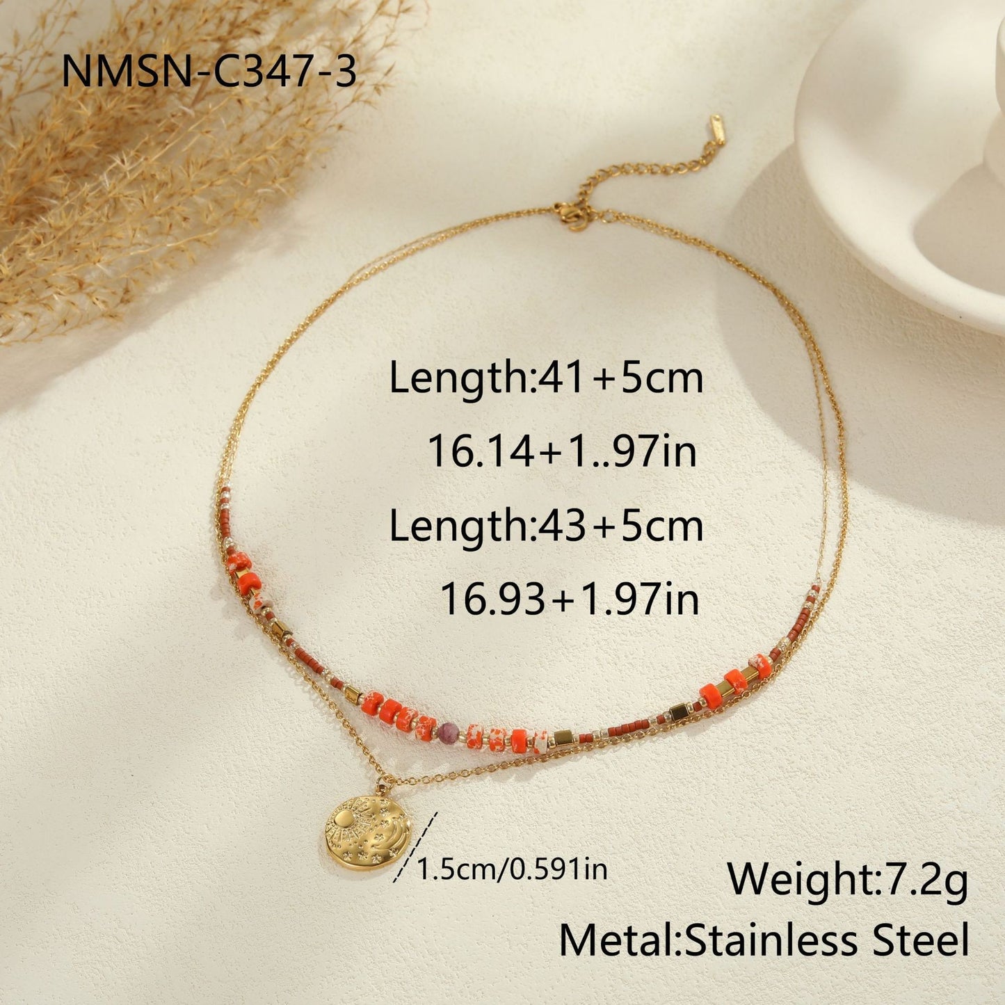 Women's Color Beads Stringed Starfish Suit Summer Necklaces