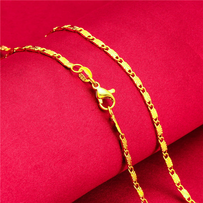 Women's Lobster Buckle Color Gold Plated Water Wave Chain Snake Bones Necklace