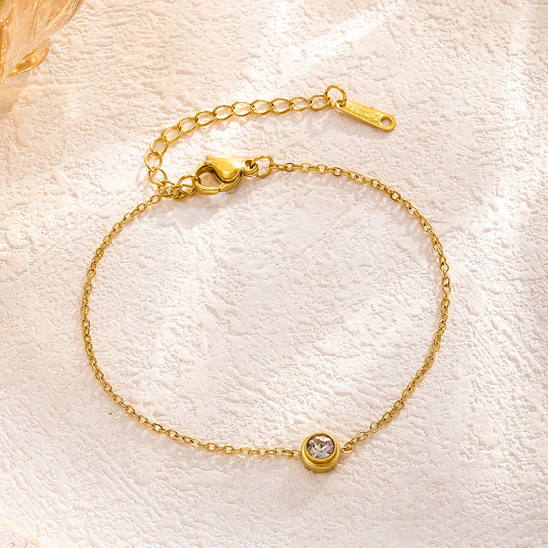 Steel Gold Diamond Fashion Simple Single Adjustable Bracelets