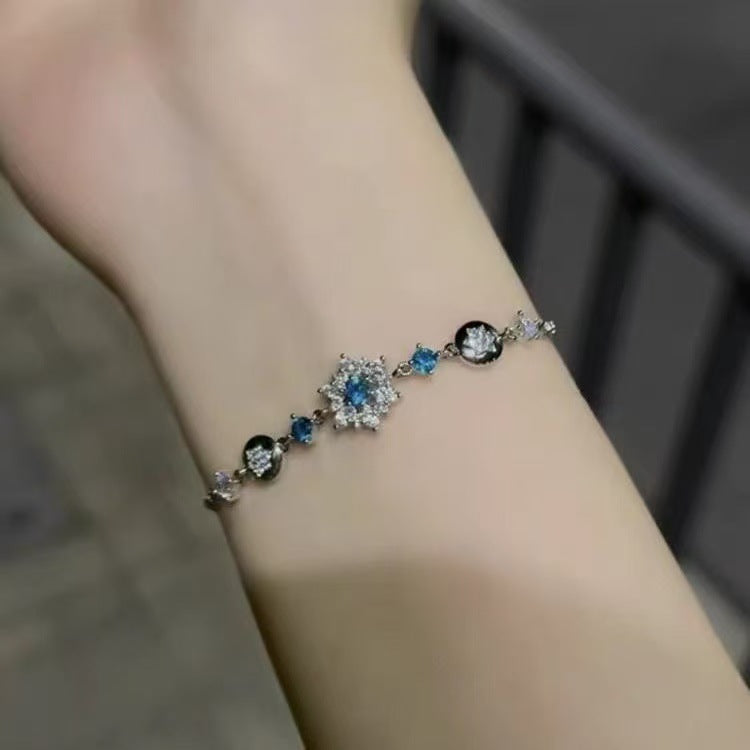 Feeling Super Flash Blue Snowflake Female Design Sense Good-looking Versatile Bracelet