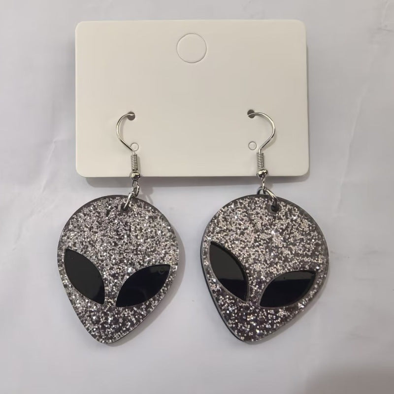 Alien Glitter Mask Fashion Spaceman Simple Stylish Earrings