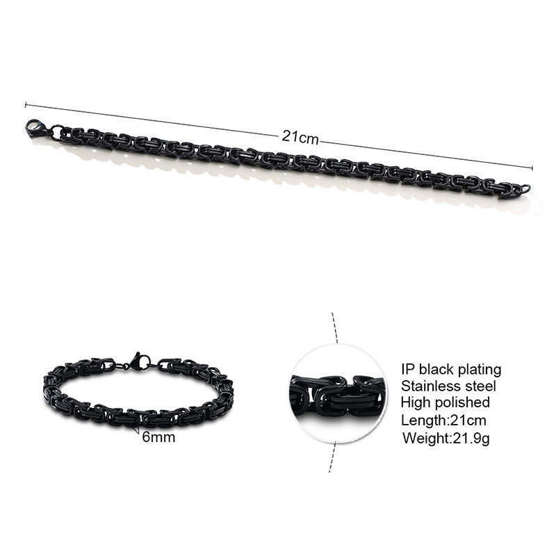 Men's Stainless Steel Square Byzantine Gold Fashion Bracelets