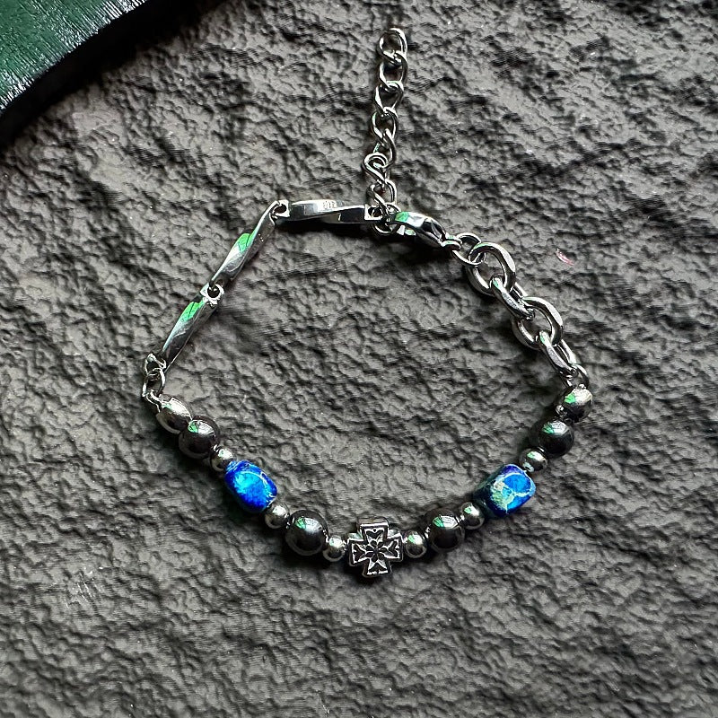 Gager Color Haematite Stainless Steel Stitching Design Bracelets