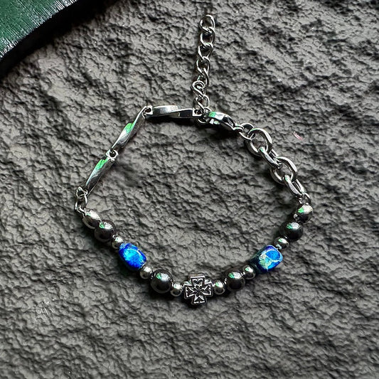 Gager Color Haematite Stainless Steel Stitching Design Bracelets
