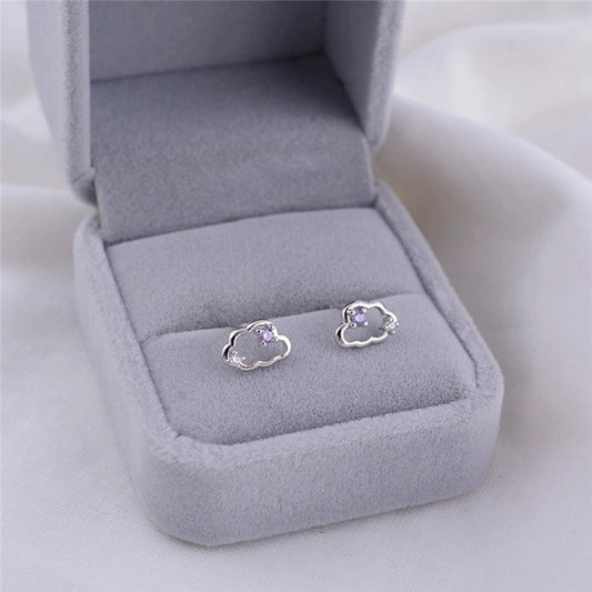 Women's Colored Clouds For Niche Design Summer Heart Colorful Crystals Light Stud Earrings
