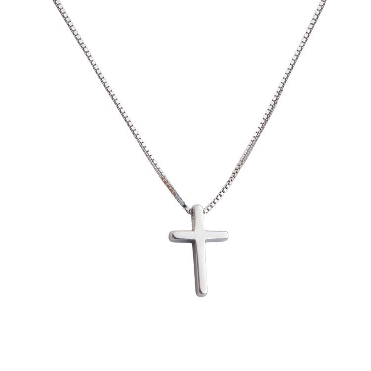 Women's Sterling Sier Glossy Cross Small Exquisite Necklaces