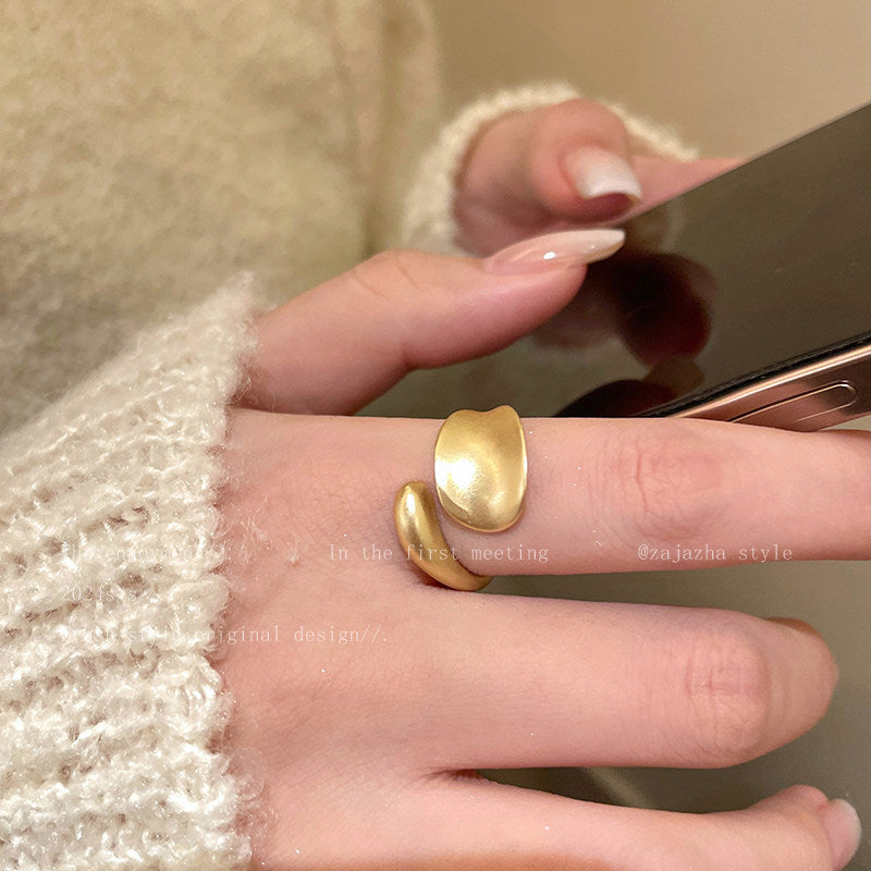 Women's Irregular Gold Matte Niche Design Index Finger Light Luxury High-grade Rings