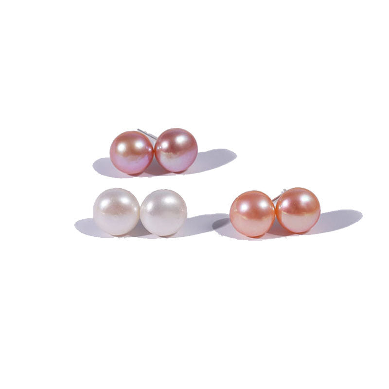Women's Natural Freshwater Pearl Ear Sterling Sier Needle Earrings