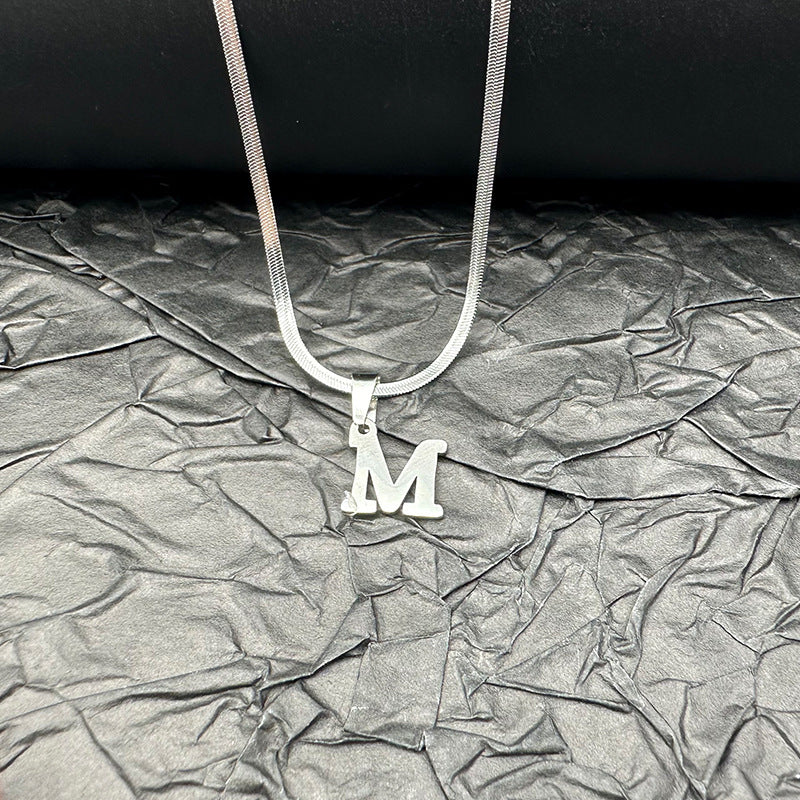 Letter Blade Chain Stainless Steel Material Necklaces