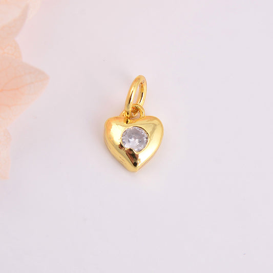 Colorful Heart-shaped Zircon Gold Small Copper Pendants