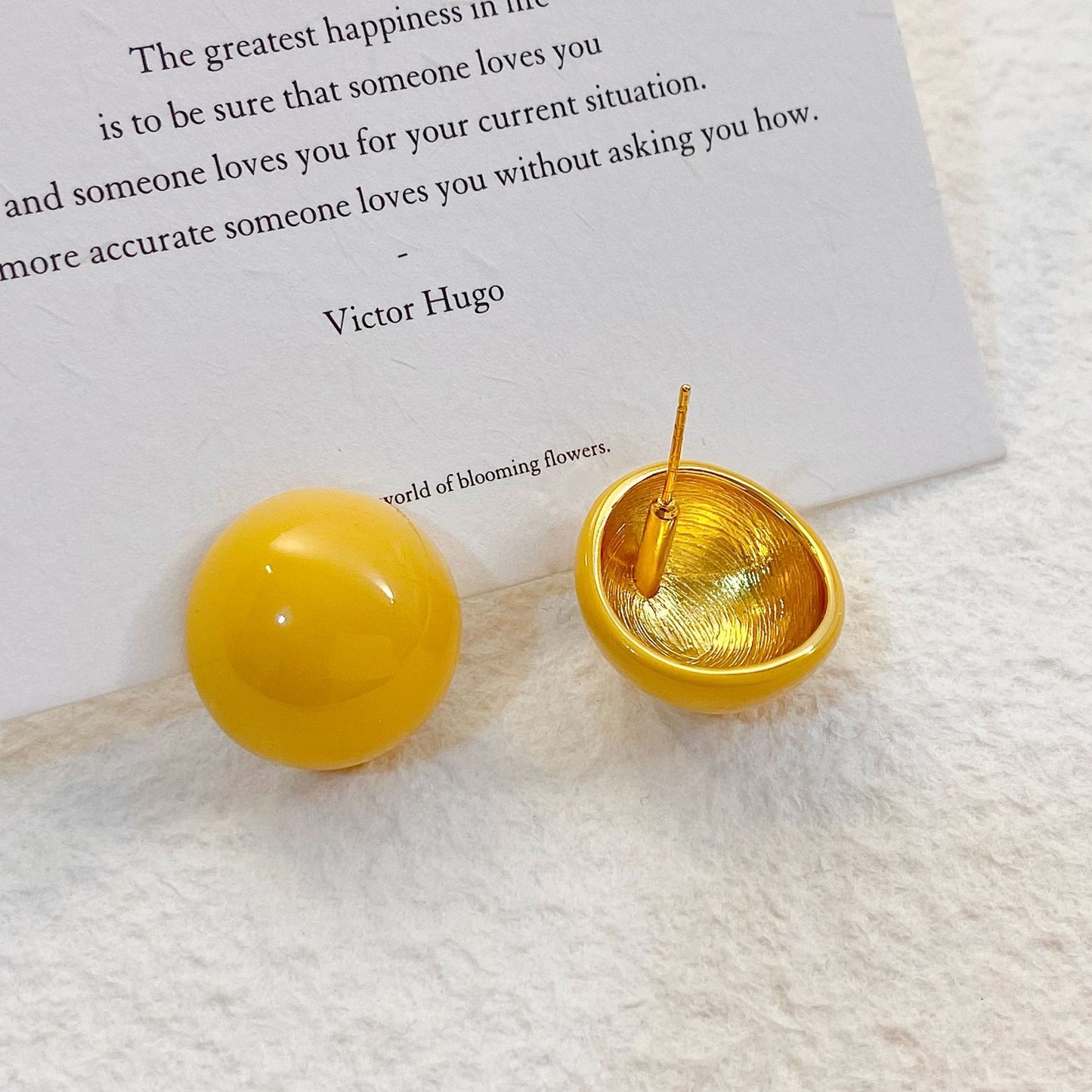 Plated Real Gold Ginger Flower Enamel Drip Glazed Female Sweet Earrings