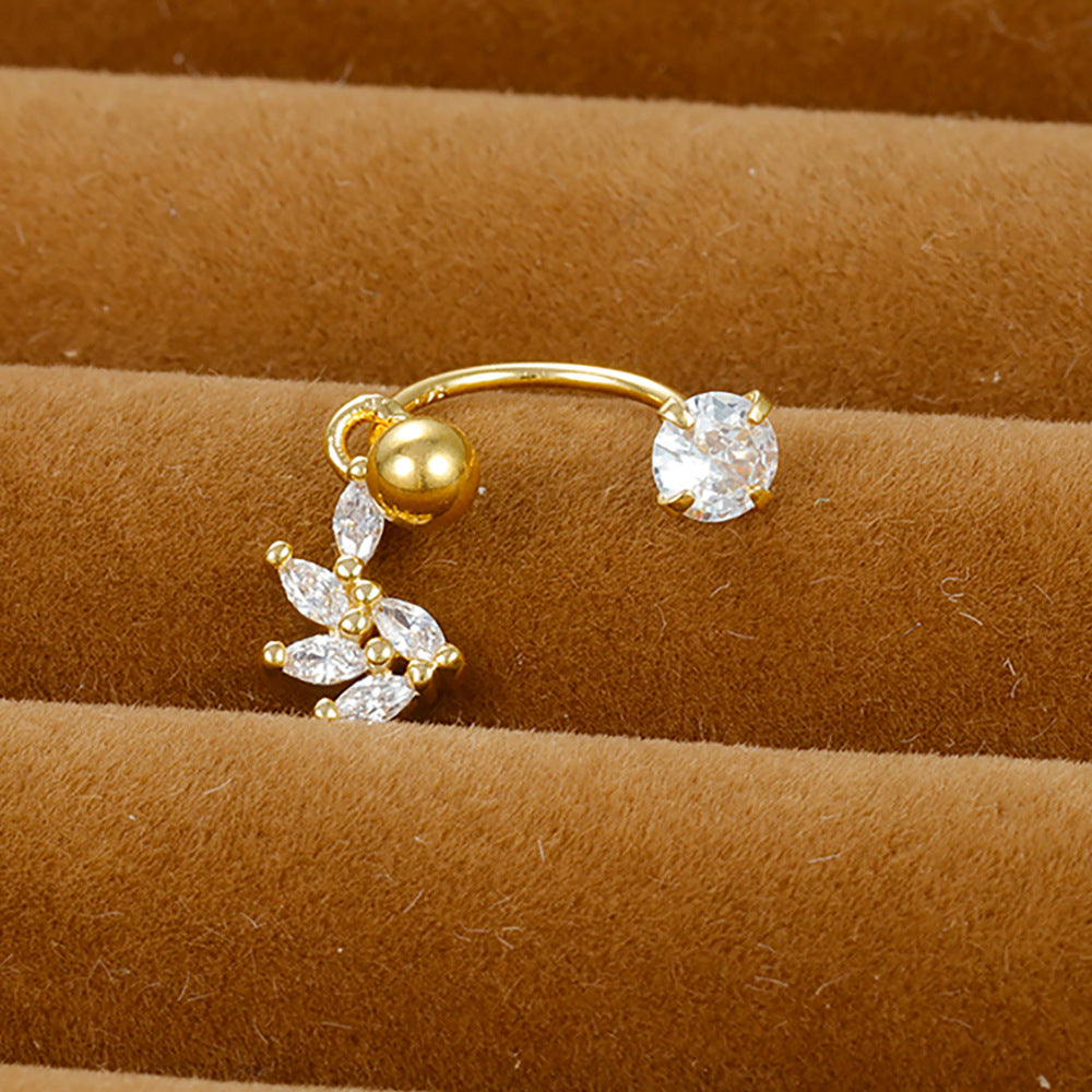 Shaped Piercing Flower Zircon Ear Bone Earrings