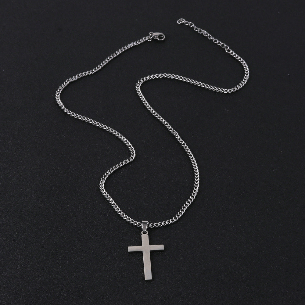 Men's Chain Cross Simple Stylish Glossy Couple Necklaces