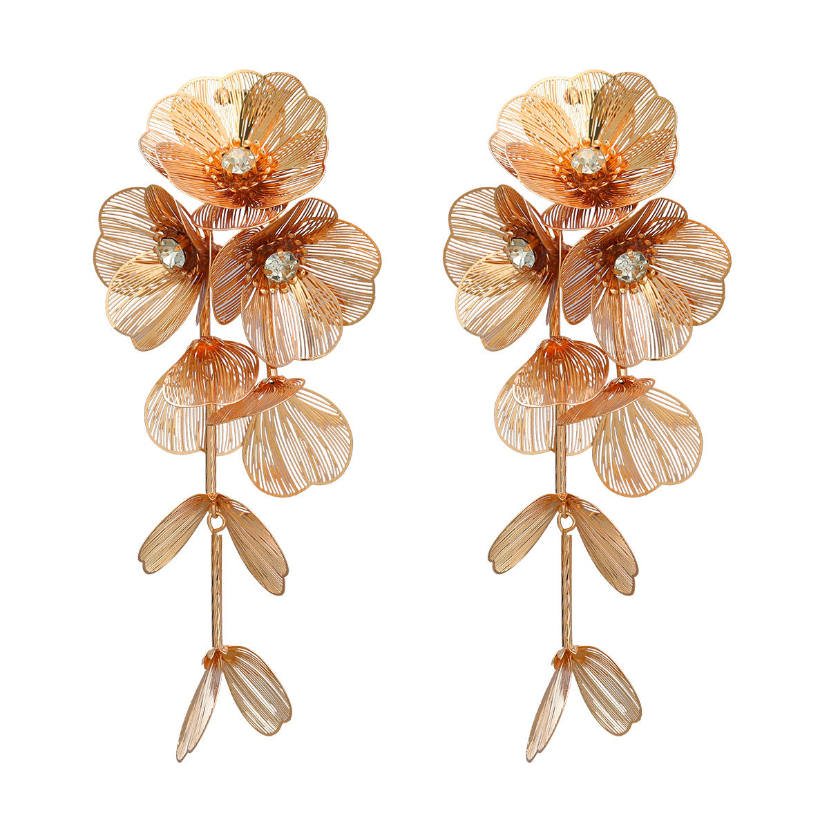 Women's Spring Alloy Flower Exaggerated Metal Earrings