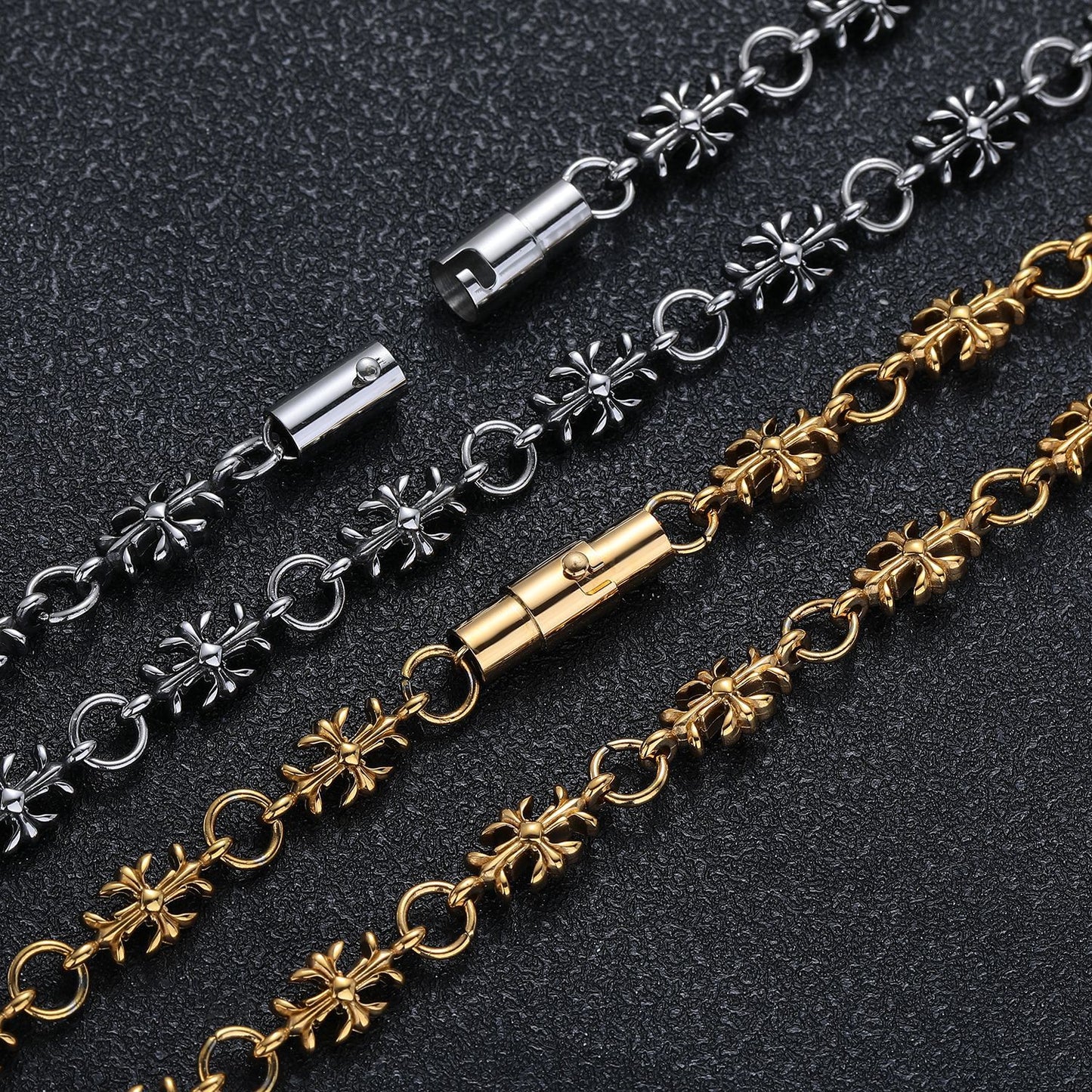 Women's & Men's Vintage Cross Titanium Steel No Fading Niche Unique American High-grade Bracelet