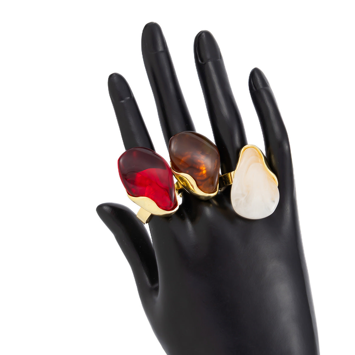 Retro Translucent Amber Blooming Resin Wind Ring