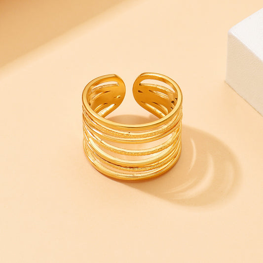 High-grade Stainless Steel Retro Opening Geometric Rings
