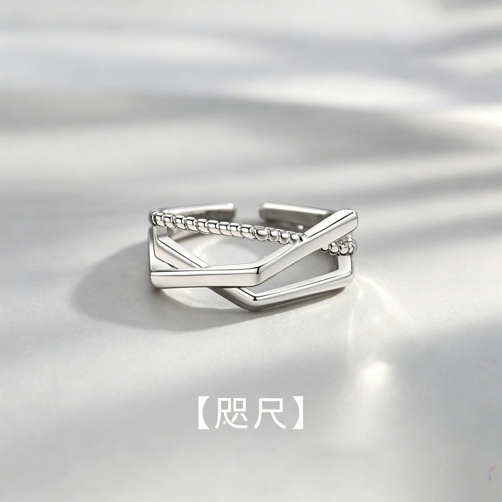 Men's Combination Stacked Single Trendy Open-end Personality Retro Rings