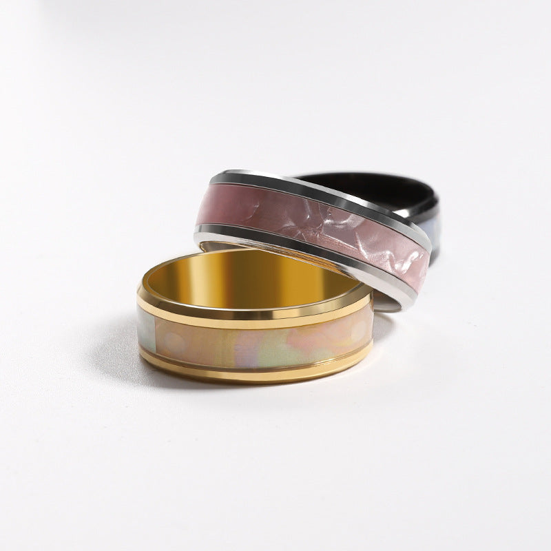Shell Mixed Stainless Steel Fresh Sweet Ring